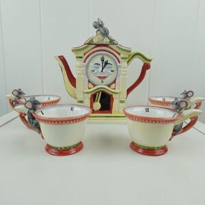 Department 56 Storybook Hickory Dickory Dock Hand Painted Tea Set Vintage